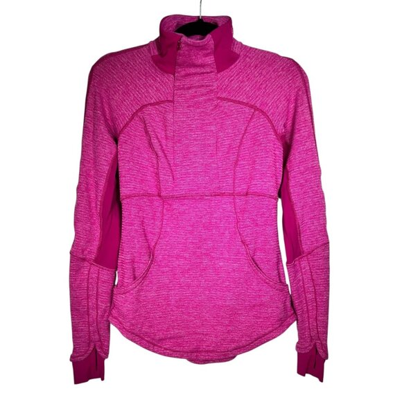 Lululemon Tops - Lululemon Womens Pink Base Runner 1/2 Zip Mini Check Pique Raspberry Top Size 6